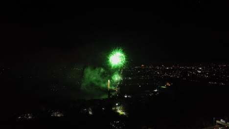 Aerial-shot-of-fireworks-being-set-of-on-guy-fawkes-night-in-the-UK