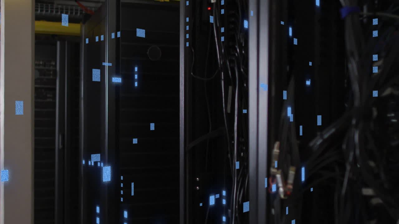 Animation of circuit board and data processing over computer servers