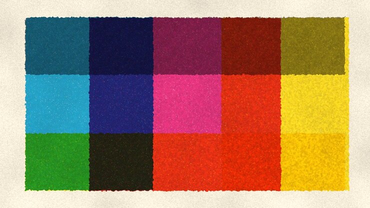 Grafica animata astratta con blocchi geometrici colorati in movimento