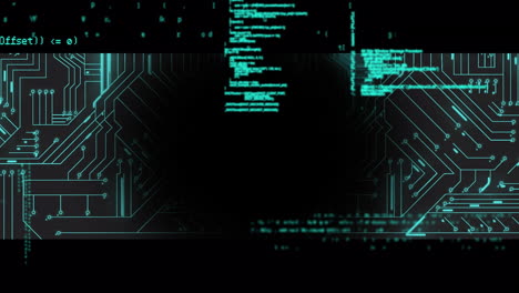 animación de placas de circuitos informáticos y procesamiento de datos