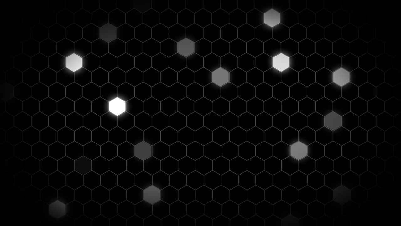 Abstract Digital Hexagon Grid with Flickering White Lights