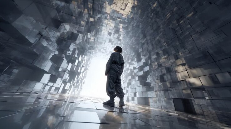 Futuristic Tunnel with Person