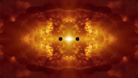 seamless loop animation of two dark circles moving over fractal orange background