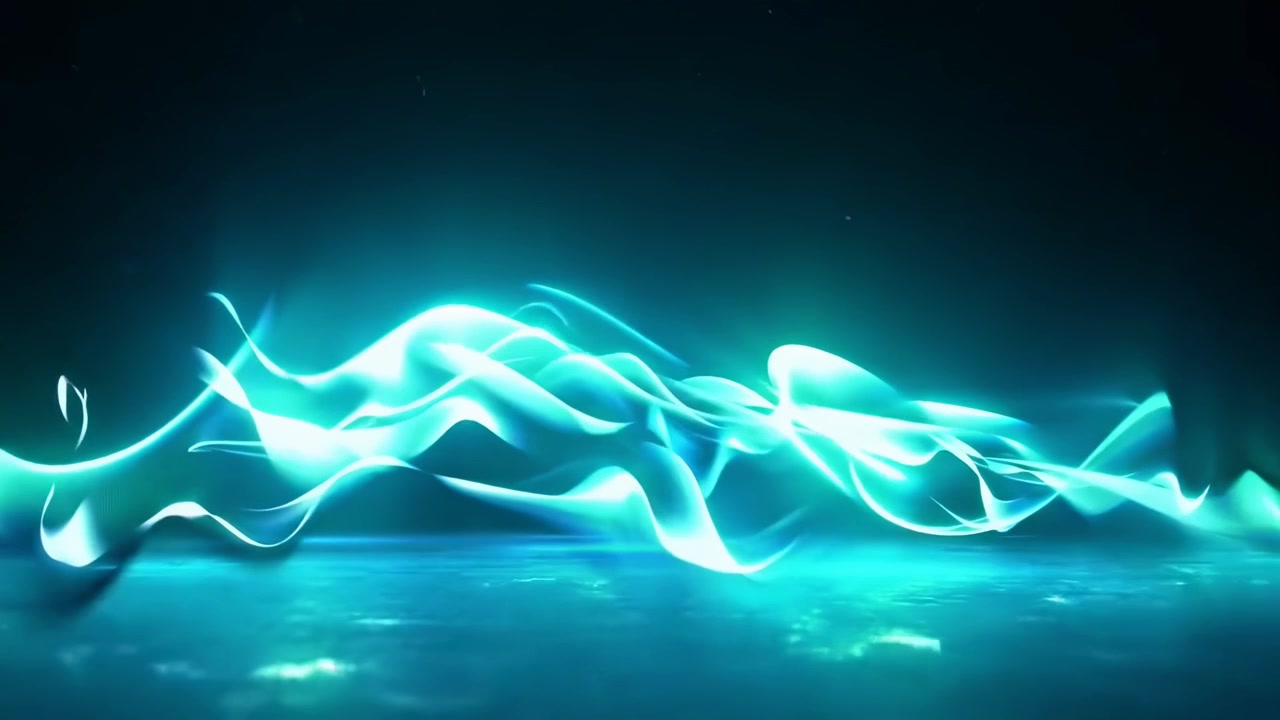 Dynamic Blue Light Waves Moving on Dark Reflective Background