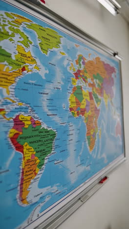 world map in a classroom