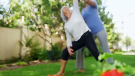 Trainer-assisting-senior-woman-in-exercising-4k