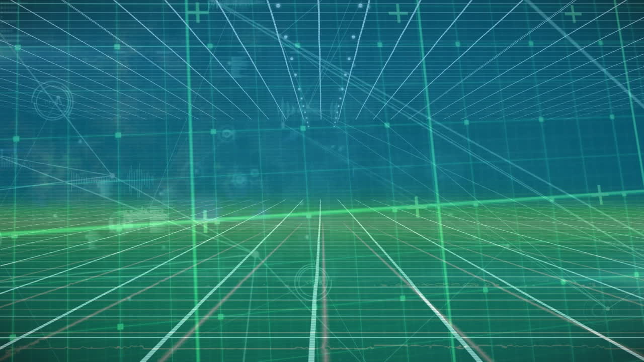 animación de la red de conexiones sobre la red de red contra un fondo de gradiente azul y verde