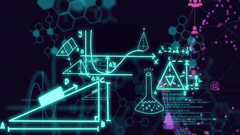 animación de fórmulas matemáticas y procesamiento de datos científicos sobre un fondo negro