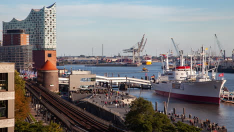 hamburg skyline with elevated railway