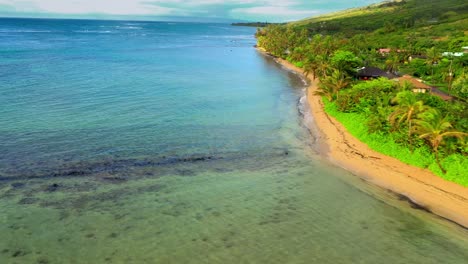 aerial over kahina pohaku fish pond along coast of maui hawaii