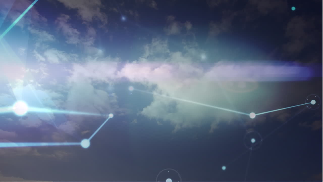 animación de la red de conexiones en el cielo