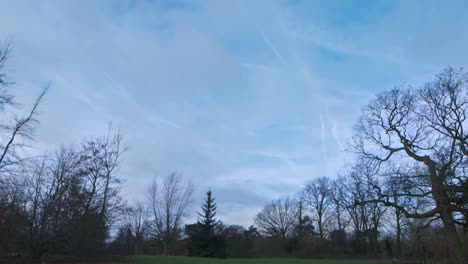 short timelapse of sky in british park with clouds, planes and vapour trails-1