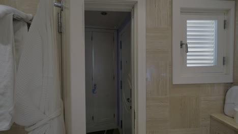 closing bathroom door in the hotel