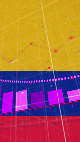 animación del procesamiento de datos financieros sobre la bandera de colombia