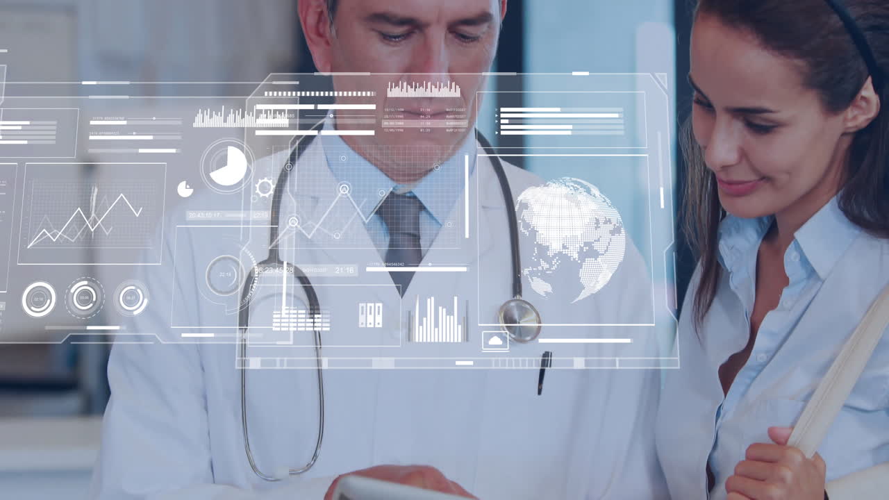 animación del procesamiento de datos sobre diversos médicos