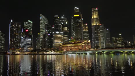 singapore raffles landmark city view at night merlion cityscape marina bay buildings