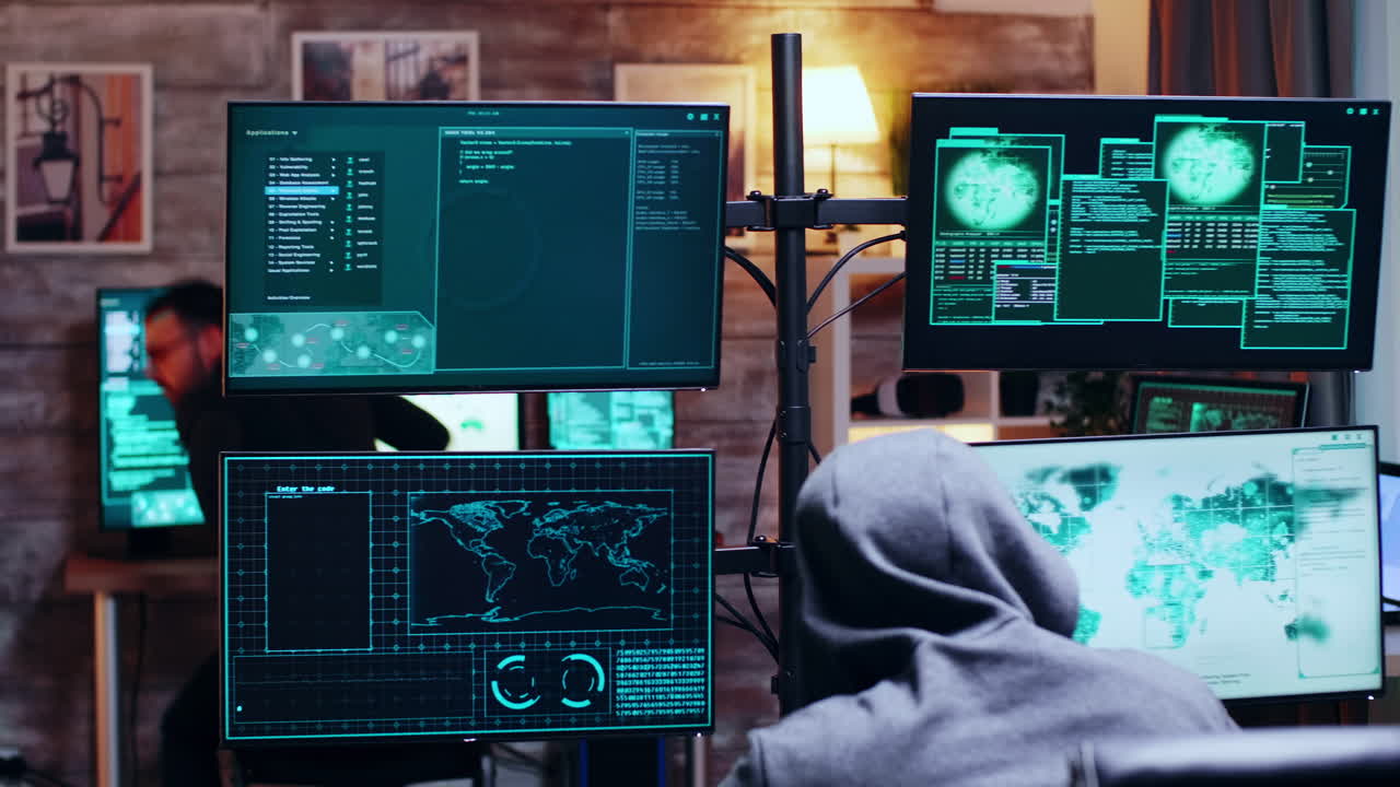 Team of hackers having a conversation about dark web