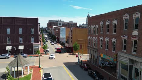 flyaway shot of the roxy theater on franklin street located in downtown clarksville tennessee