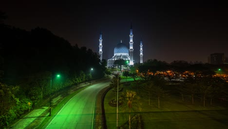 shah alam mezquita azul colorido amanecer lapso de tiempo