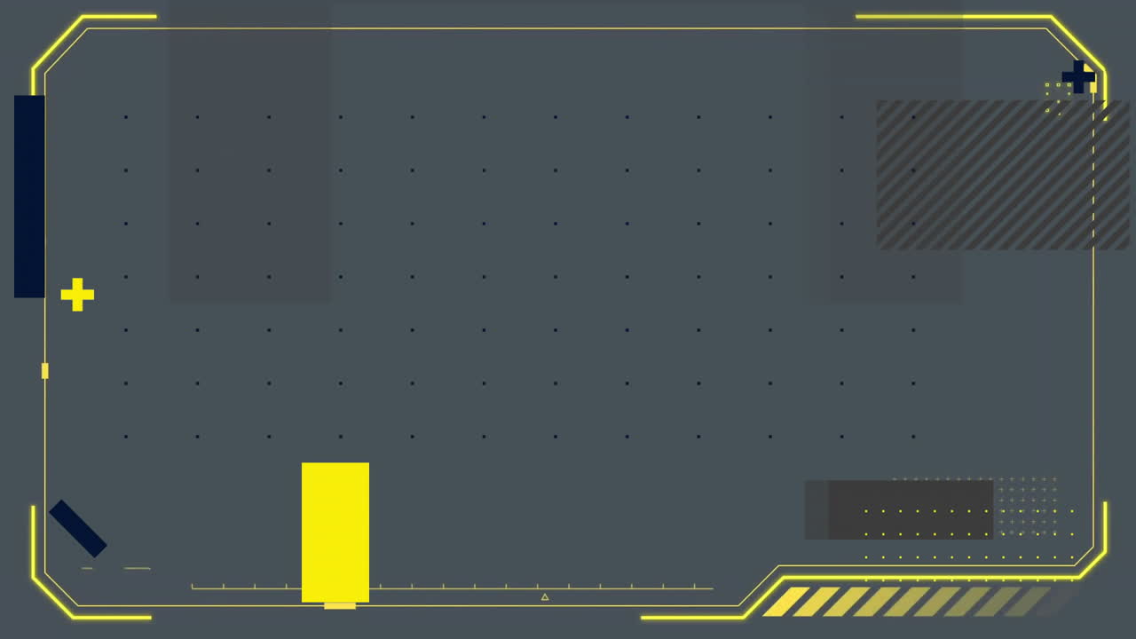 Animation of yellow frame and shapes on dark background