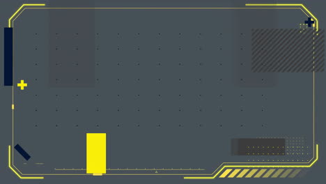 animation of yellow frame and shapes on dark background