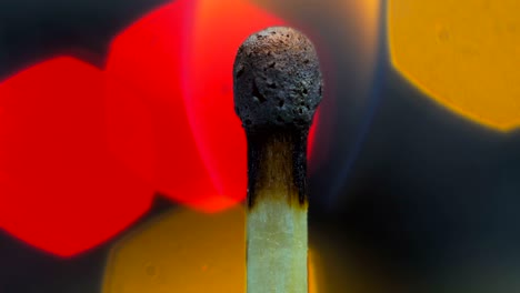 wooden match burning