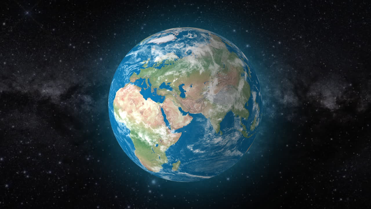 현실적인 지구가 회전하고, 이란의 나라를 확대하는 영상 배경 - 현실적인 지구의 회전과 이란의 국가를 확대하는 4k 영상 배경을 보여줍니다.