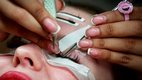 Mujer-Hermosa,-Tratamiento-Cosmético-De-Extensión-De-Pestañas,-Belleza-Y-Salud