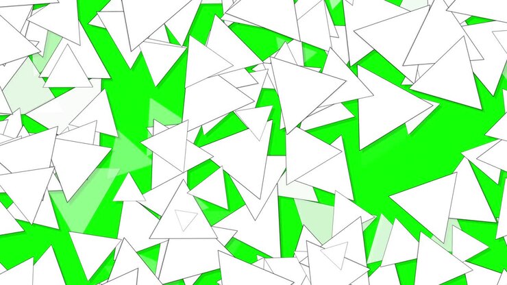 Schermo verde e video con triangolo bianco in movimento.