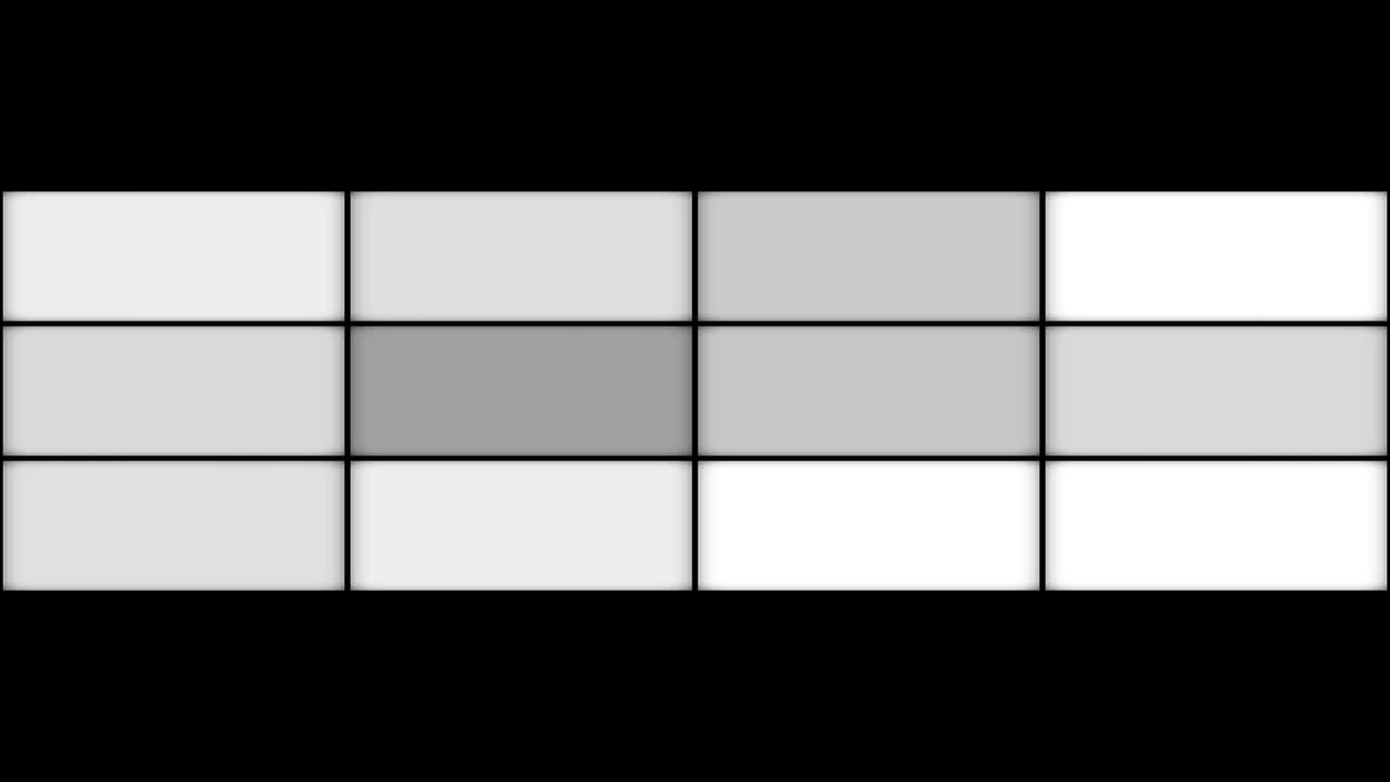 単色で異なる速度,レベル,タイミングで12個の長方形の急速に点滅するライトパネル