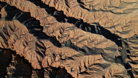 aerial over the lunar or yellow canyon in charyn which is part of charyn national park, almaty, kazakhstan