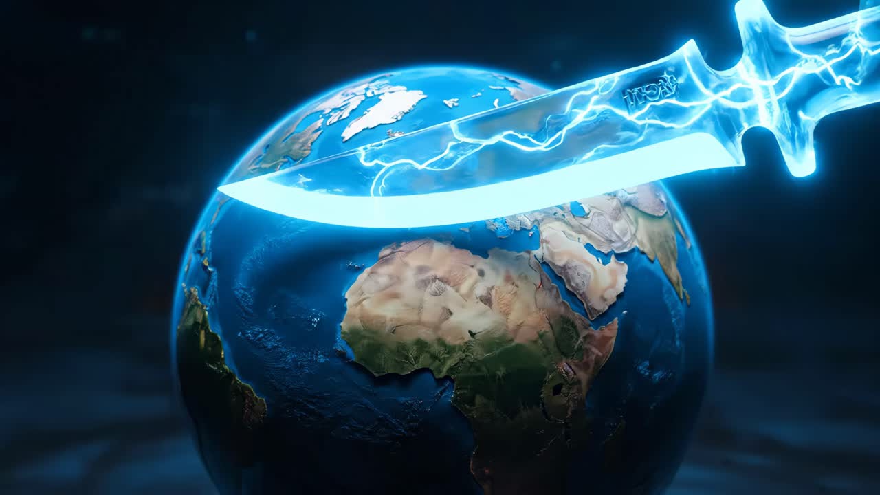 Earth Globe with Lightning Knife