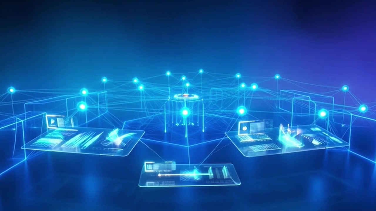 Digital Network Visualization with Glowing Data Interfaces