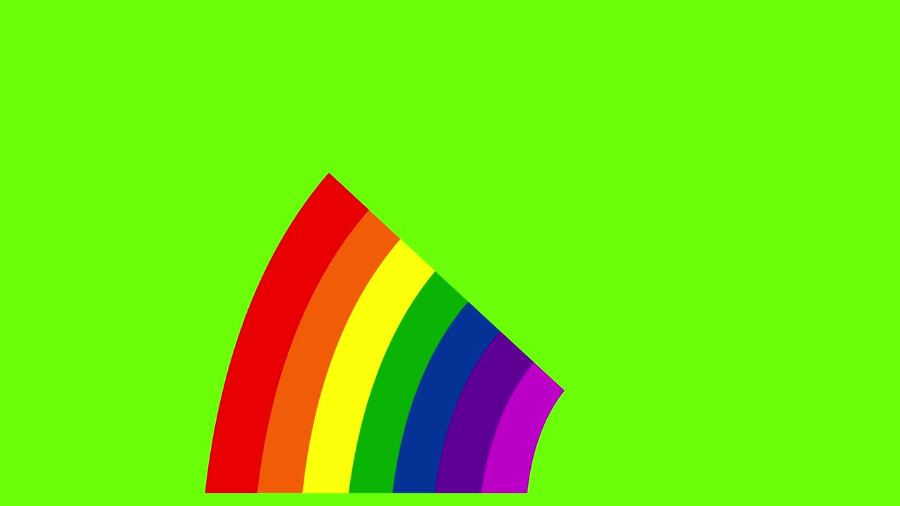 animación de bucle de medio arco iris en un fondo con croma verde