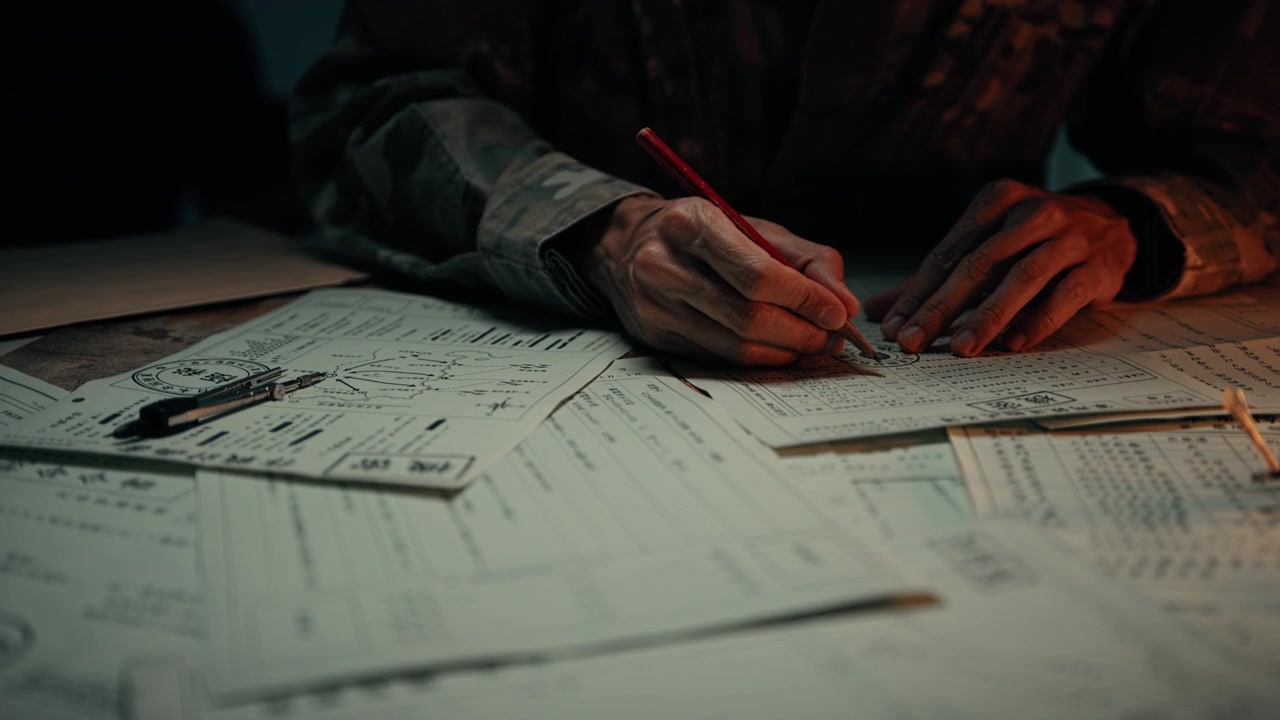 Hands writing on aged archival paperwork