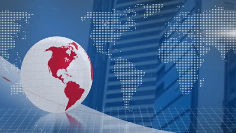 animación del procesamiento de datos sobre el globo y el mapa del mundo