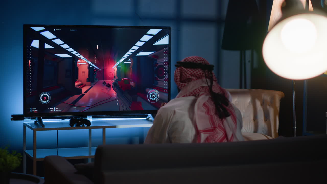Man losing video game, playing on TV