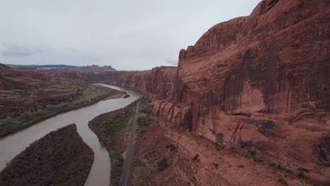 aerial the beauty and ruggedness of moab's desert: a drone perspective river