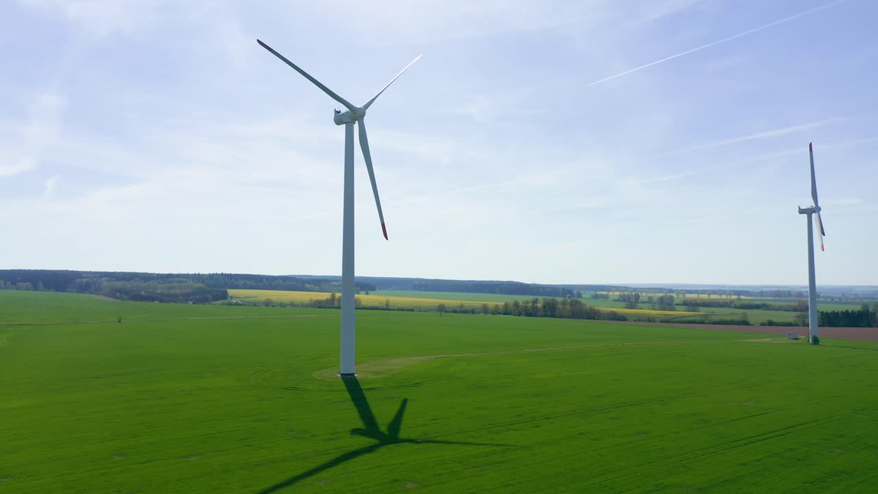 Aerial landscape with wind turbines in the territory of the Czech Republic, Wind Park