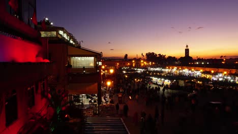 famous jemaa el fna square at sunset, marrakesh