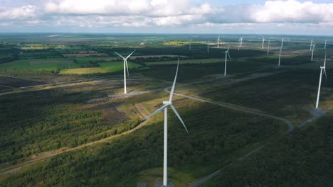 aerial view of wind turbines energy production- 4k aerial shot