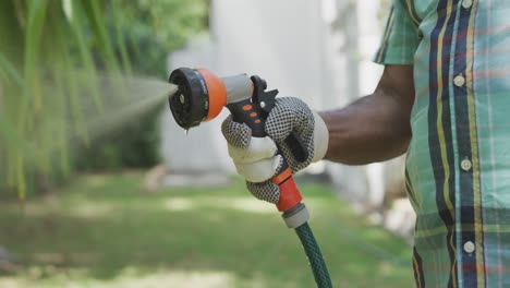 senior man gardening on a sunny day