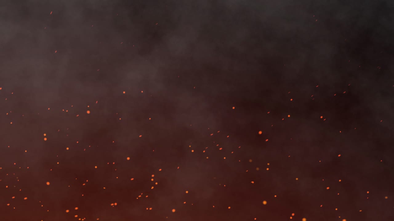 Glowing Red Sparks and Billowing Smoke in a Fiery Abstract Background with Swirling Motion and Pulsating Heat Effects