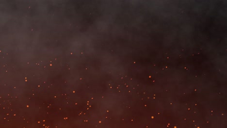 glowing red sparks and billowing smoke in a fiery abstract background with swirling motion and pulsating heat effects
