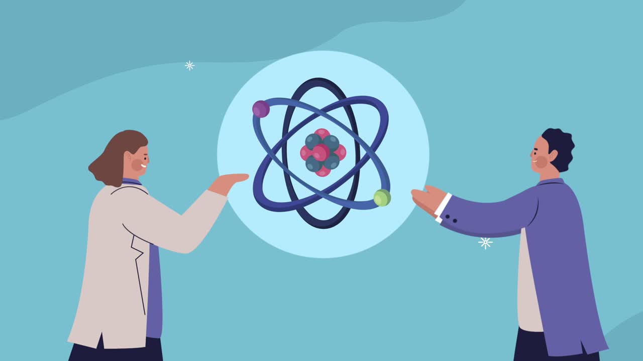 scientists couple with atom molecule characters