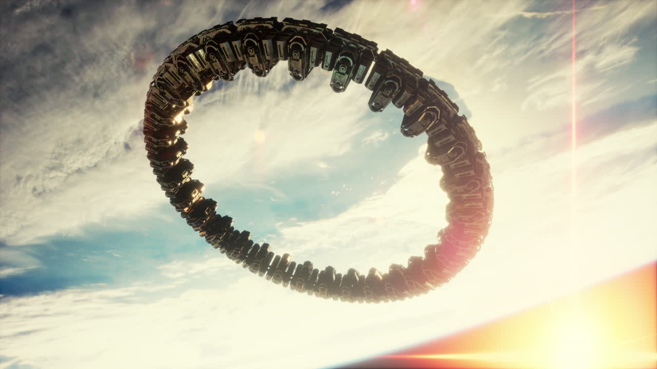 Highly detailed huge spaceship approaching to the Earth