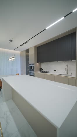 modern kitchen interior with integrated living space