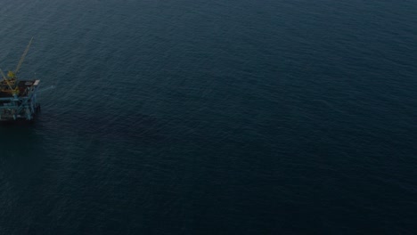 an aerial shot over oil derricks and platforms in the santa barbara channel california 2