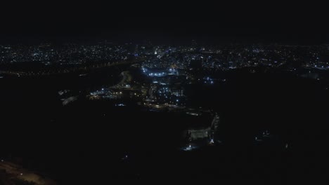 jerusalem city at night main entrance, aerial view