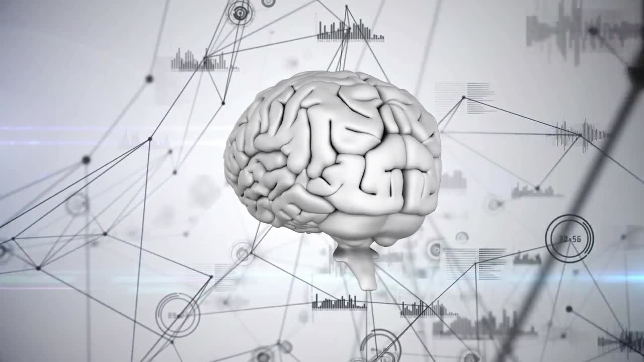 cerebro y líneas asimétricas con gráficos